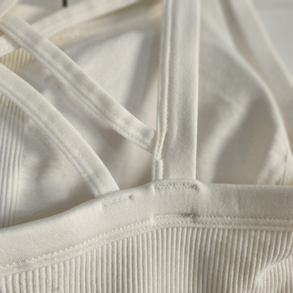 Jockey Bra Crop Top Crossback White NWT athleisure ribbed - Picture 8 of 13